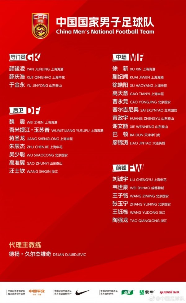 优配货主 国足名单与6月18强赛区别: 王上源、杨泽翔落选, 多人首次入选